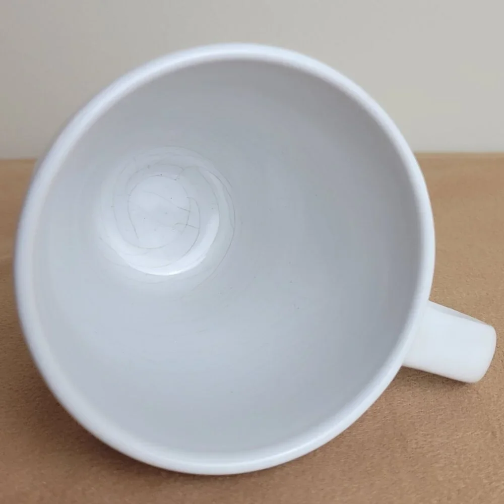 IKEA FÄRGRIK Mug White 8oz Retro Stackable Nesting Tapered Stoneware cup coffee.